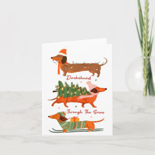 Dachshund durch den Schnee Frohe Weihnachten Dachs Karte