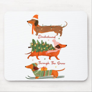 Dachshund durch den Schnee Frohe Weihnachten Dachs Mousepad
