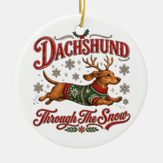 Dachshund durch den Schnee Keramik Ornament