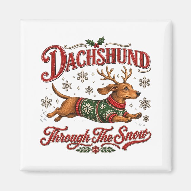 Dachshund durch den Schnee Magnet (Vorne)