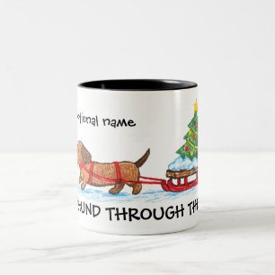 Dachshund Durch Den Schnee Weihnachten Zweifarbige Tasse