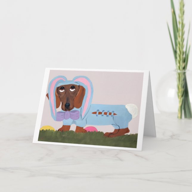 Dachshund Easter Bunny Card Karte (Vorderseite)