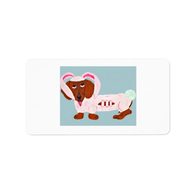 Dachshund Easter Bunny labels Adressaufkleber (Vorne)