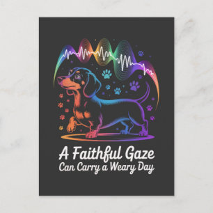 Dachshund Ein treuer Blick kann einen müden Tag tr Postkarte