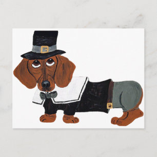 Dachshund Erntedankfest Pilger Postkarte