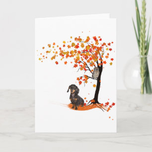 Dachshund Eule Und Herbstbaum Dachshund Liebhaber  Karte