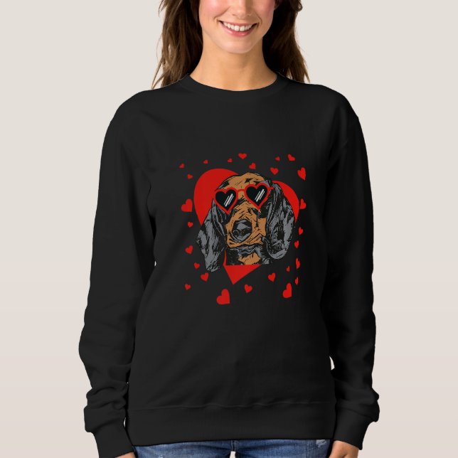 Dachshund Face Heart Glasses Valentines Day Pet Do Sweatshirt (Vorderseite)
