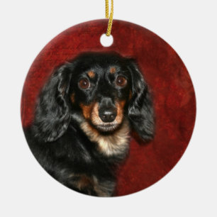 Dachshund face keramik ornament