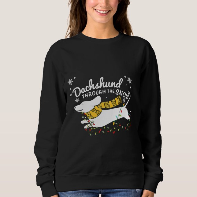 Dachshund Fairy Lights Through The Snow Sweatshirt (Vorderseite)