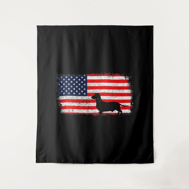 Dachshund Flag Vintage Wandteppich (Vorderseite)