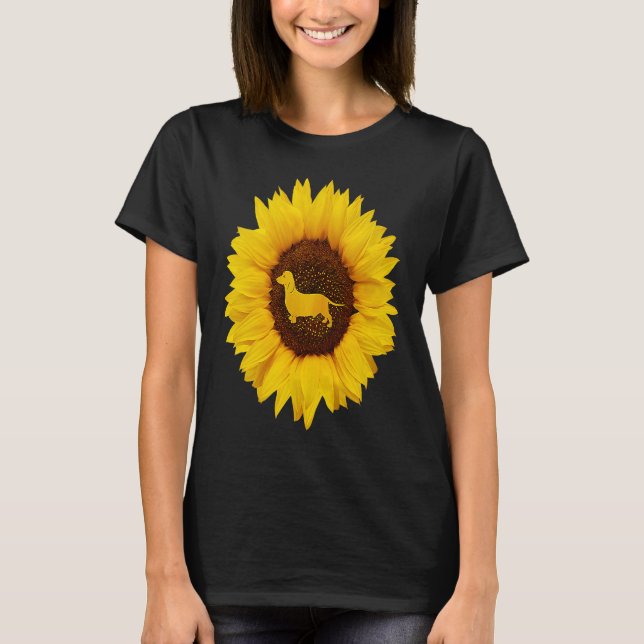 Dachshund  For Women Men Sausage Dog Sunflower T-Shirt (Vorderseite)