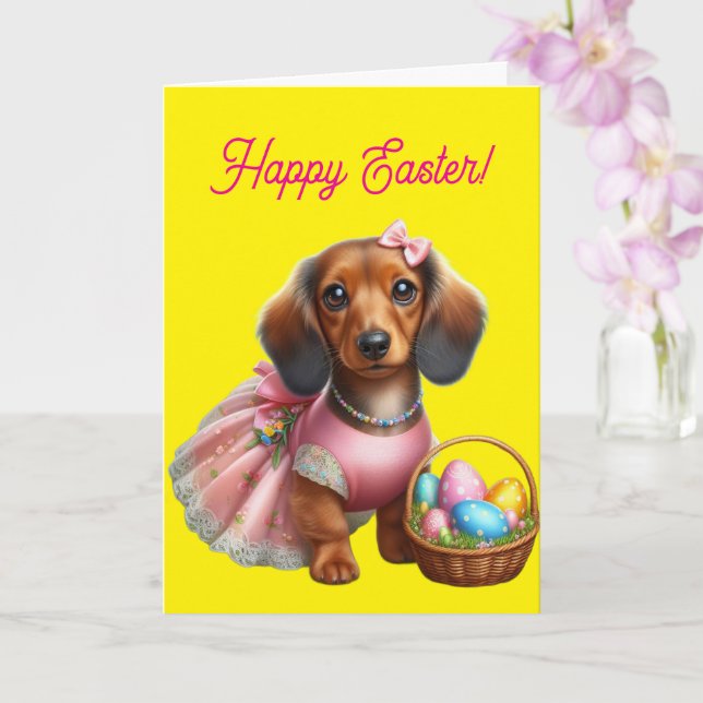 Dachshund Frohe Ostern  Karte (Orchidee)