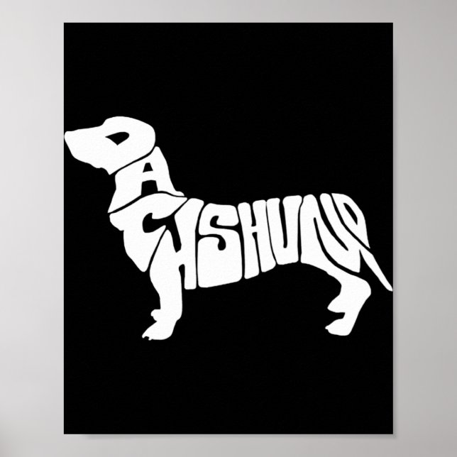 Dachshund Funny Text Dog Tygraphy T Shirt  Poster (Vorne)