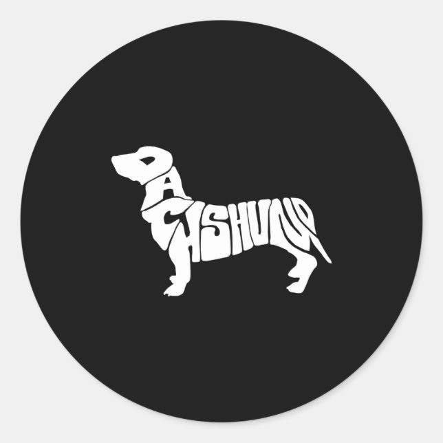Dachshund Funny Text Dog Tygraphy T Shirt  Runder Aufkleber (Vorderseite)