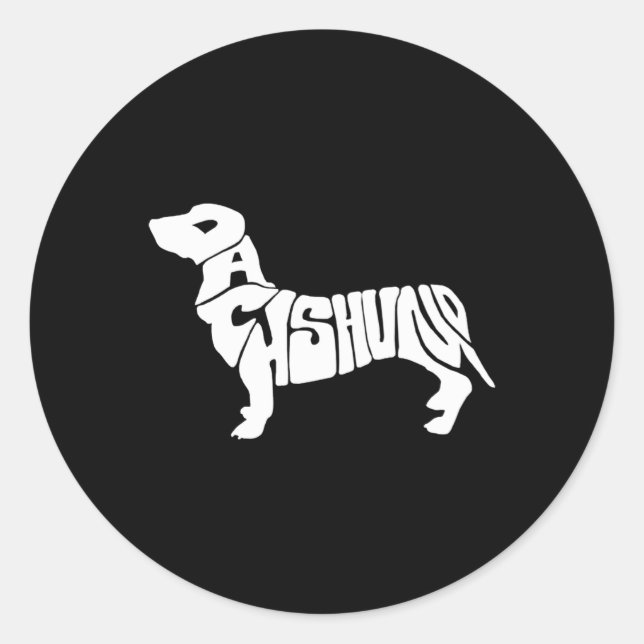 Dachshund Funny Text Dog Tygraphy T Shirt  Runder Aufkleber (Vorderseite)