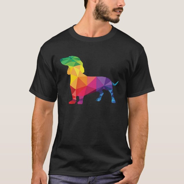 Dachshund Gay Pride LGBT LGBTQ Rainbow Flag Dog T-Shirt (Vorderseite)