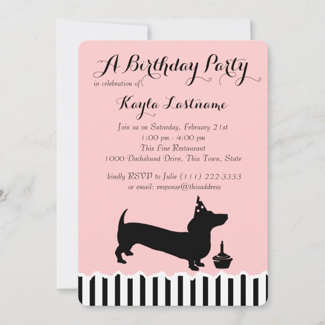 Dachshund-Geburtstag Einladung (Vorderseite)