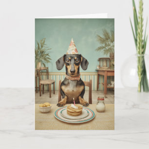 Dachshund-Geburtstag-Pfannkuchen-Party Karte