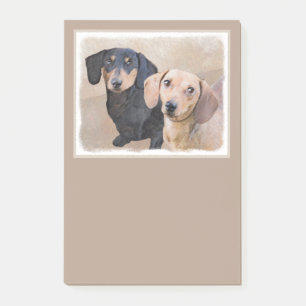 Dachshund (Glatt) Malerei - Originale Hundekunst Post-it Klebezettel