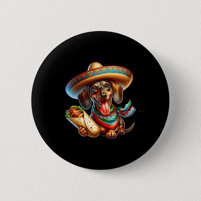 Dachshund glücklich cinco de mayo Dachshund  Button (Vorderseite)