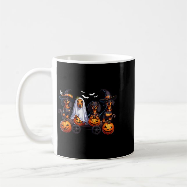 Dachshund Glücklicher Halloweiner Lustiger Hallowe Kaffeetasse (Links)