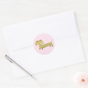 Dachshund Gold & Pink Aufkleber Wiener Dog Party