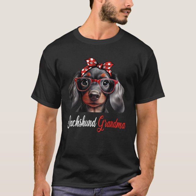 Dachshund Grandma Headband Glasses T-Shirt (Vorderseite)