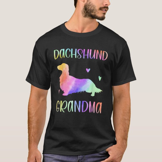 Dachshund Grandma Wiener Dog Nana Rainbow Watercol T-Shirt (Vorderseite)