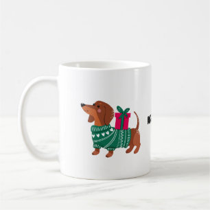 Dachshund grüner Pullover Sausage Dog Liebhaber Ka Kaffeetasse