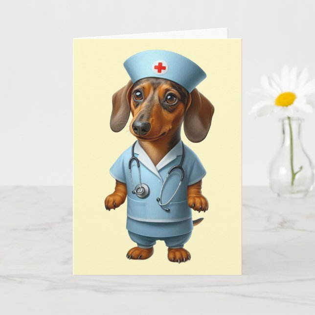 Dachshund Gute Besserung Karte (Kleine Pflanze)