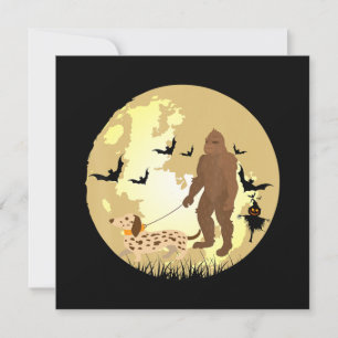 Dachshund Halloween Bigfoot führt einen Dachshund  Einladung