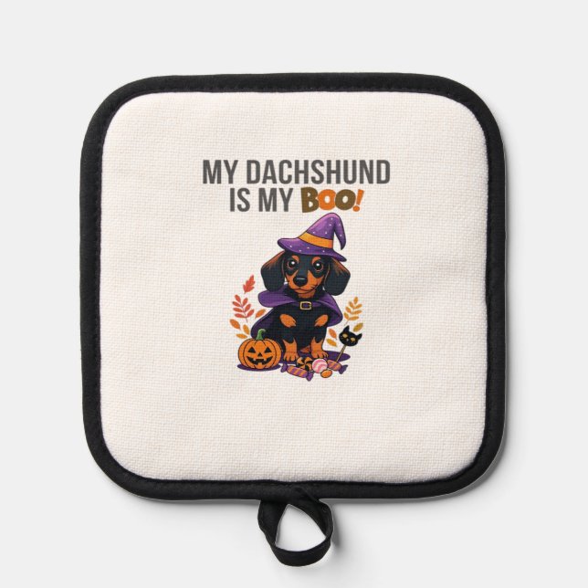 Dachshund Halloween Costume  My Dachshund is My Bo Topflappen (Vorderseite)