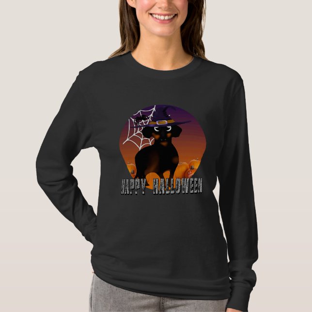 Dachshund halloween costume  witch dachshund hallo T-Shirt (Vorderseite)