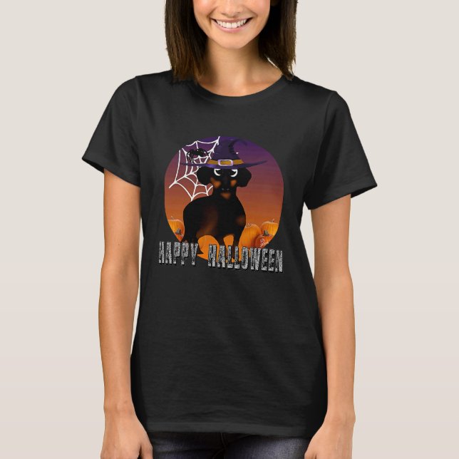 Dachshund halloween costume  witch dachshund hallo T-Shirt (Vorderseite)