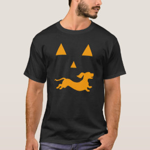 Dachshund Halloween Gruselgesicht Hund Klassisch T-Shirt