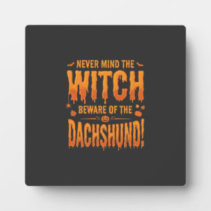 Dachshund Halloween Hexenwarnung Typografie Vecto Fotoplatte