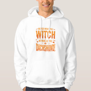 Dachshund Halloween Hexenwarnung Typografie Vecto Hoodie