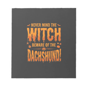 Dachshund Halloween Hexenwarnung Typografie Vecto Notizblock