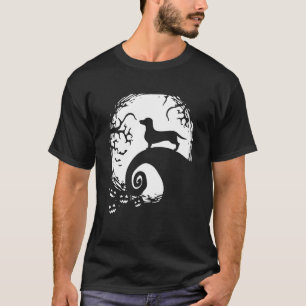Dachshund Halloween unter dem Mondlicht unheimlich T-Shirt