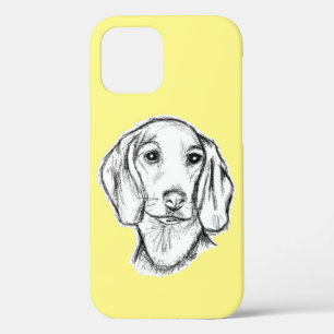 dachshund hand drawn sketch black white puppy dog Case-Mate iPhone hülle