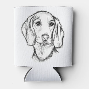 dachshund hand drawn sketch black white puppy dog dosenkühler