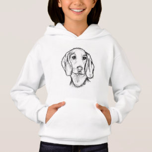 Dachshund handgezeichnete Skizze schwarz weiß Welp Hoodie