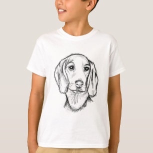 Dachshund handgezeichnete Skizze Schwarzweiß Welpe T-Shirt