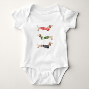 Dachshund Haustier Hässlicher Schwarzer Weihnachts Baby Strampler