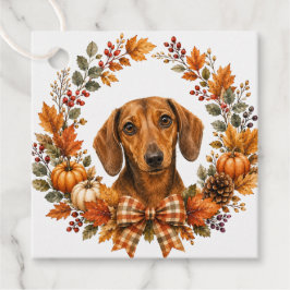Dachshund Herbstkranz Geschenkanhänger