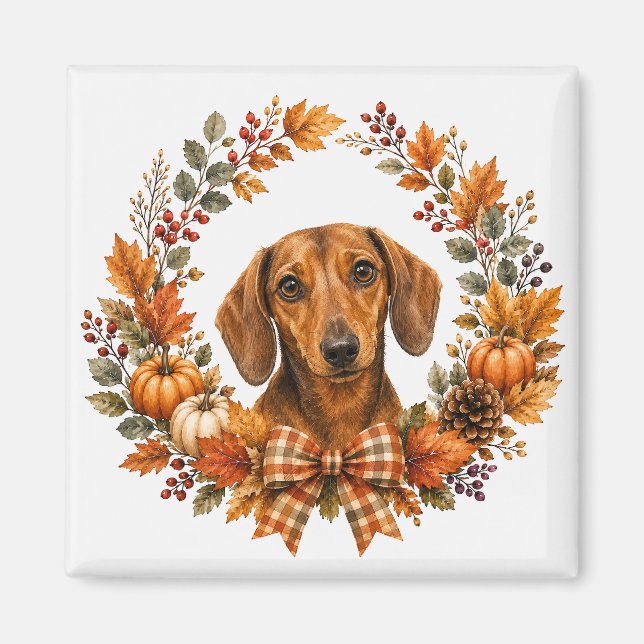 Dachshund-Herbstkranz Magnet (Vorne)
