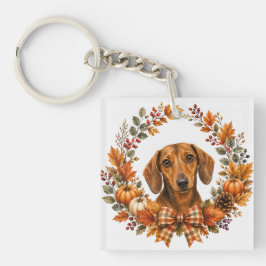 Dachshund-Herbstkranz Schlüsselanhänger