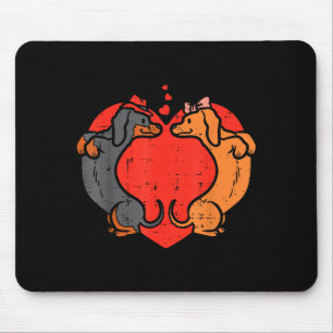 Dachshund Herz Süß Valentinstag Haustier Hunde Lie Mousepad