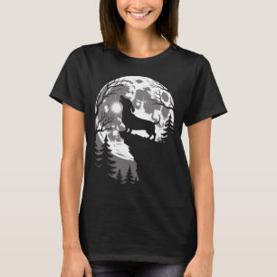 Dachshund Heult Vollmond Verlassener Wald T-Shirt