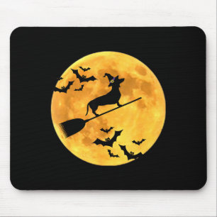 Dachshund Hexenhund Halloween Mond Besen Besenhexe Mousepad